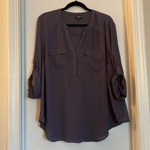 Torrid Harper Georgette 3/4 Blouse Denim Blue